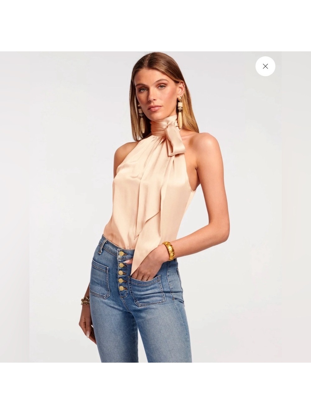 Ramy Brook Blush Silk Halter Blouse in Large